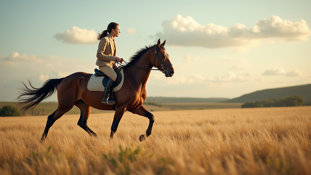 Cheval au pré, accompagné d