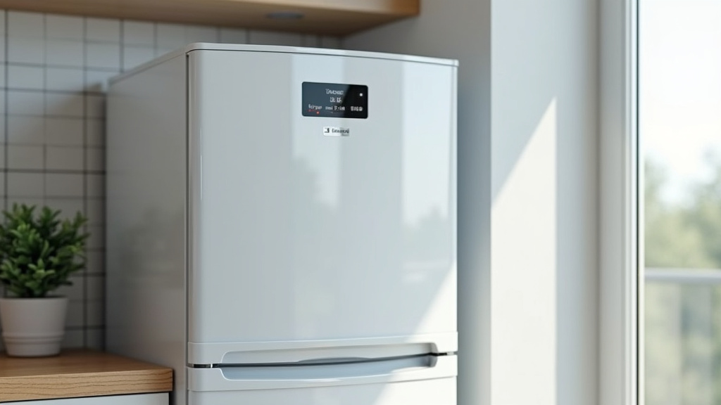 Micro-crédit utilisé pour remplacer un réfrigérateur en panne, avec un appareil neuf en arrière-plan