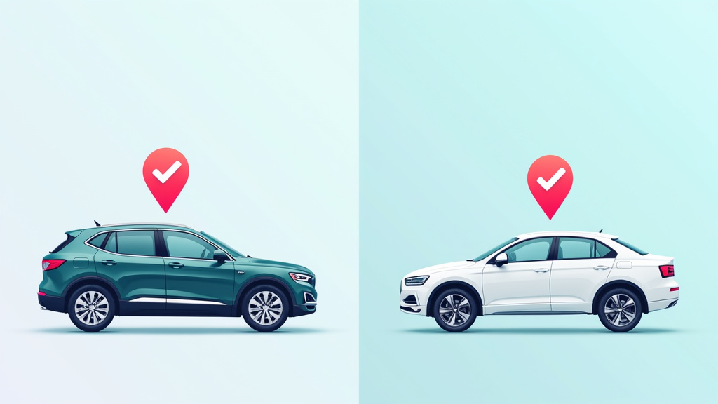 Comparaison visuelle entre crédit auto et leasing avec icônes : clé de propriété vs clé de location