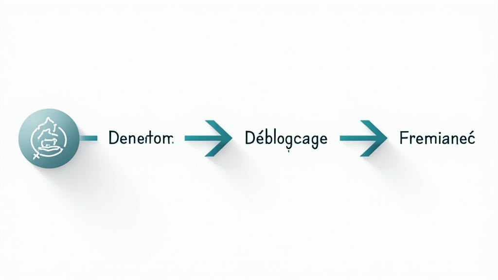 Schéma explicatif des étapes du crédit à la consommation : demande, validation, déblocage, remboursement
