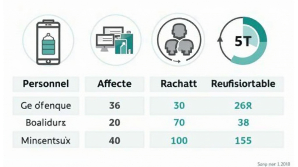 Infographie visuelle comparant les différents types de crédits : personnel, affecté, rachat, renouvelable et mini-crédit avec leurs durées et montants typiques