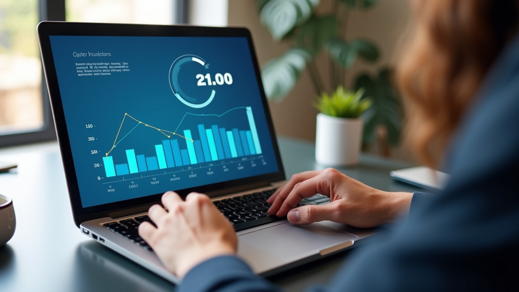 Personne utilisant un ordinateur portable pour faire une simulation de prêt en ligne, écran affichant des chiffres de mensualités et taux d