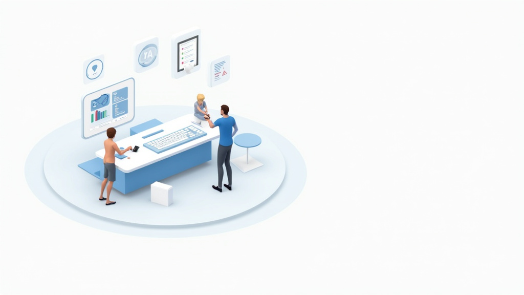 Infographie des 4 étapes pour obtenir un crédit express : Simulation → Connexion bancaire → Signature → Virement