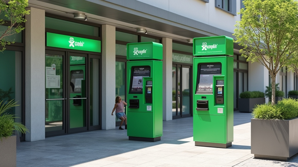Distributeur automatique de billets du Crédit Agricole à Pontoise, en extérieur
