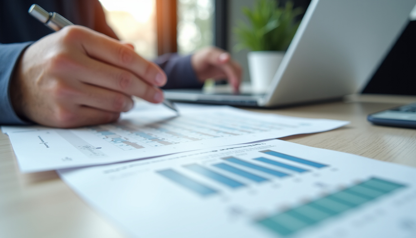 Banquier examinant un dossier de prêt immobilier