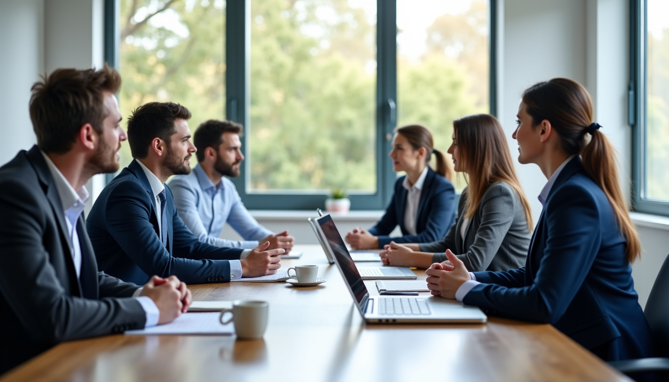 Équipe de banquiers d’affaires en réunion avec des dirigeants de PME