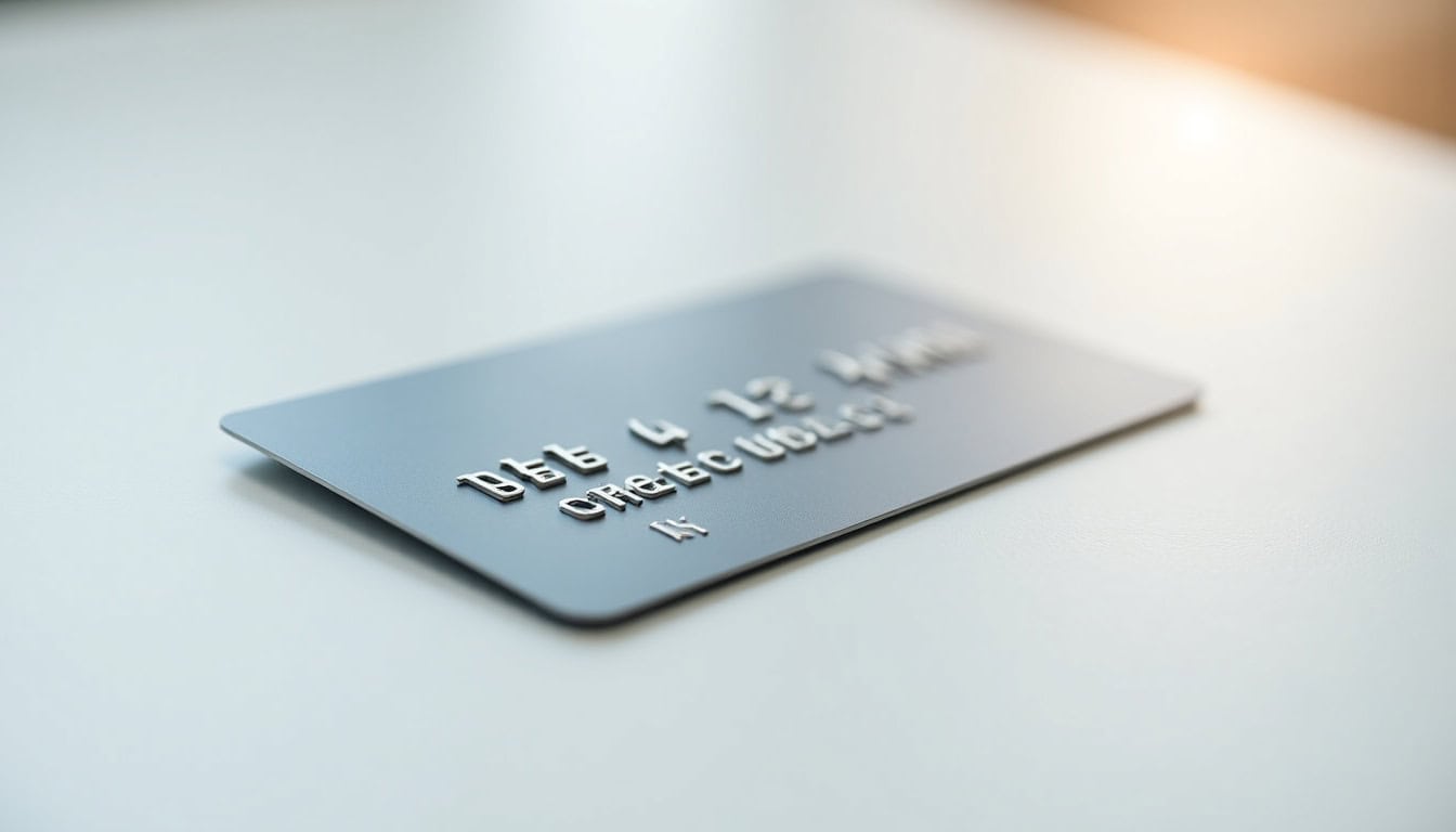 Carte bancaire avec mention crédit ou débit visible sur le recto