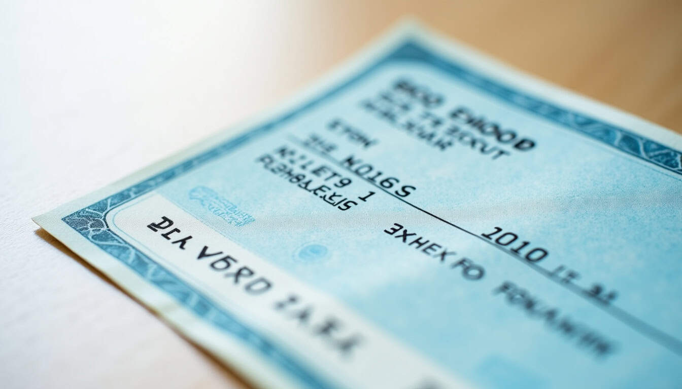 Exemple de chèque de banque avec filigrane et mentions de sécurité visibles au verso