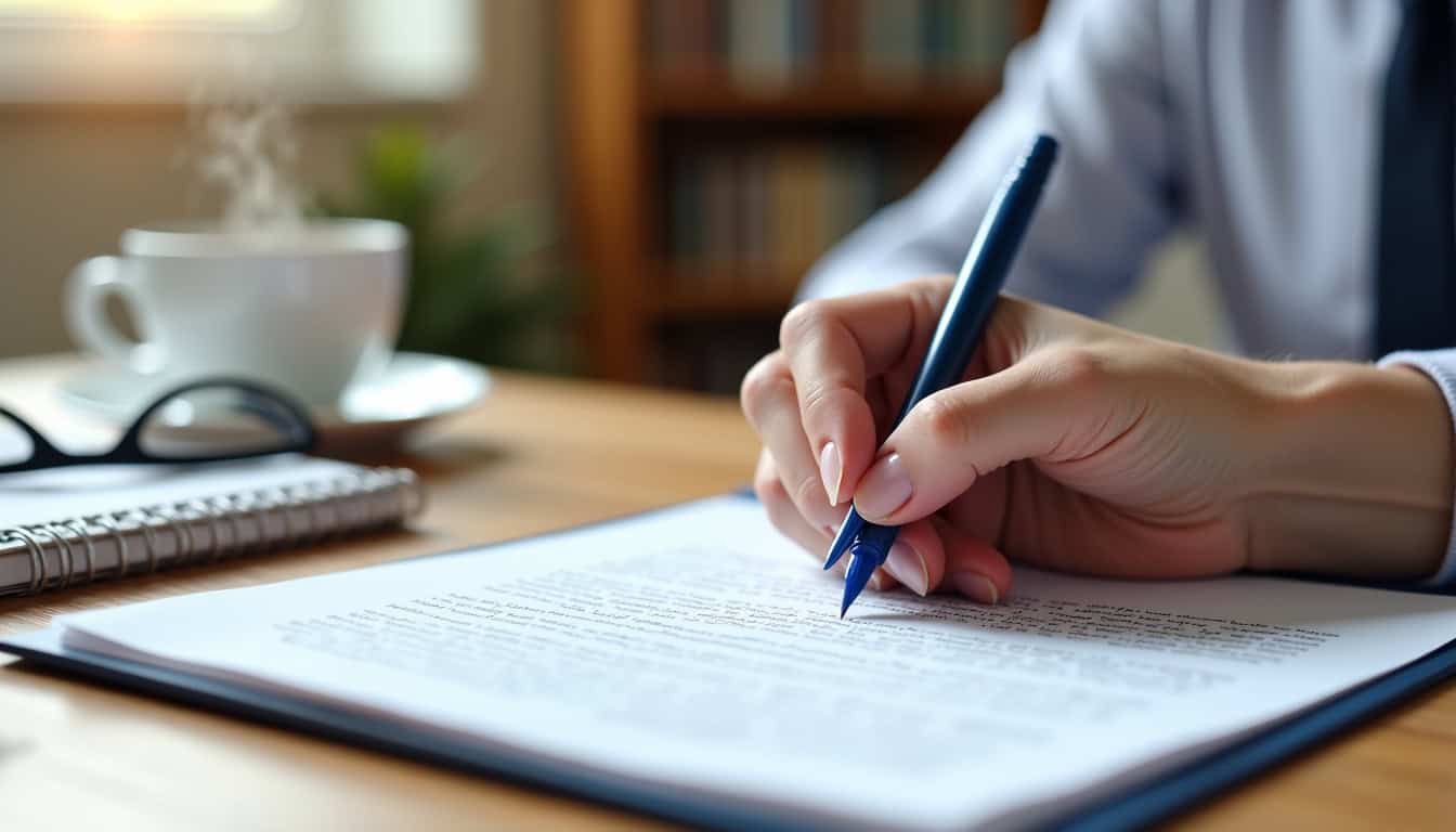 Personne rédigeant une lettre de résiliation d