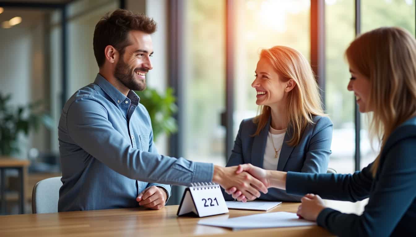 Un conseiller bancaire fixant un rendez-vous à un client dans une agence