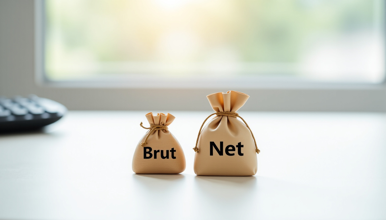 Comparaison visuelle entre salaire brut et net pour un revenu annuel de 30 000 euros en 2026