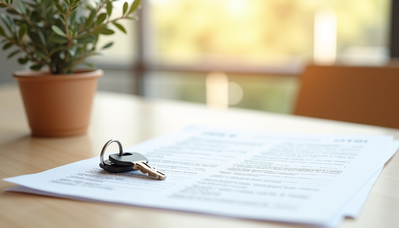 Document officiel et clés posés sur une table, symbole d’une location d’appartement