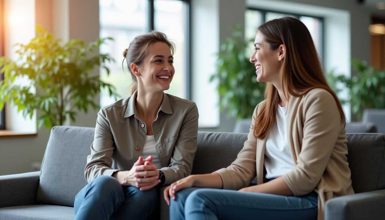 Collaborateurs échangeant lors d