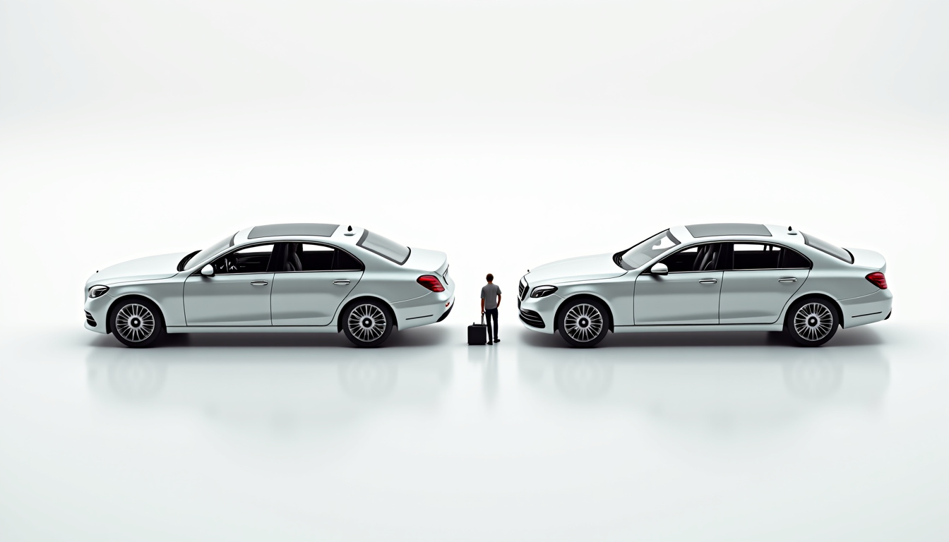 Comparaison entre véhicule de fonction et indemnité kilométrique illustrée par deux voitures côte à côte