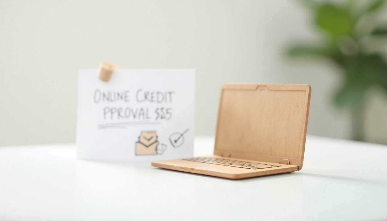 Écran d’ordinateur affichant la validation d’un dossier de crédit en ligne avec un message de confirmation et une enveloppe électronique