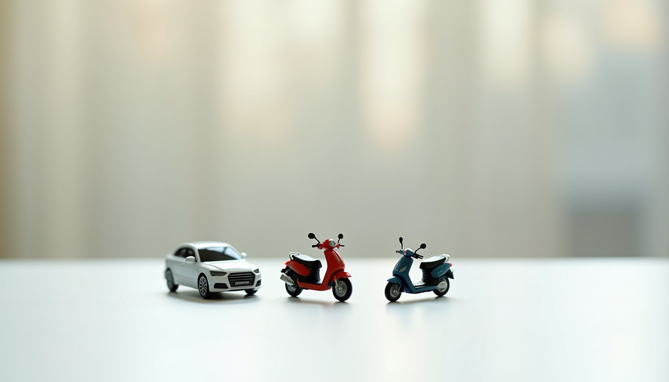 Comparaison des types de véhicules éligibles aux frais kilométriques: voiture, moto, cyclomoteur