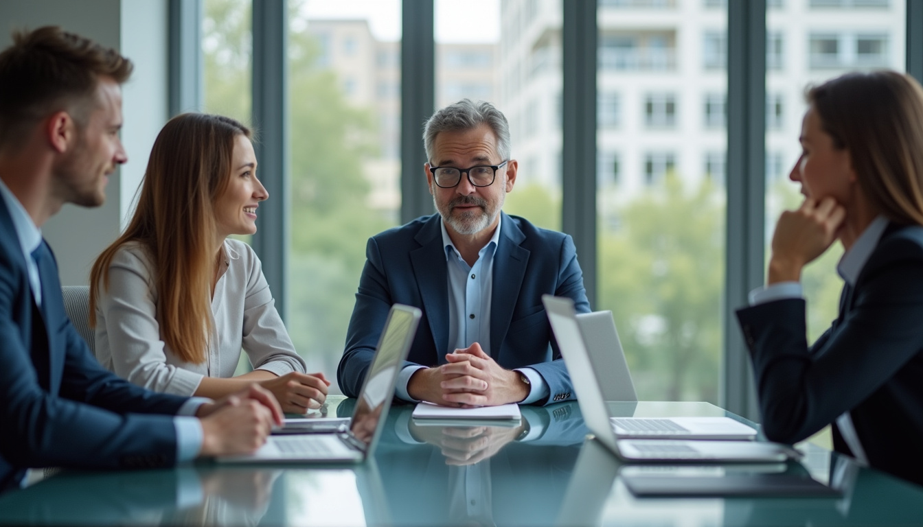 Conseiller bancaire en réunion de travail sur les nouvelles procédures de crédit