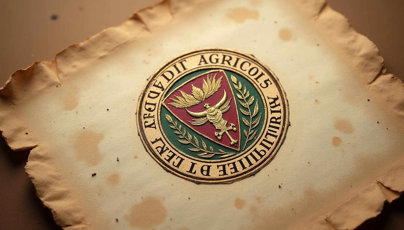 Logo ancien du Crédit Agricole dans sa version historique avec symboles agricoles