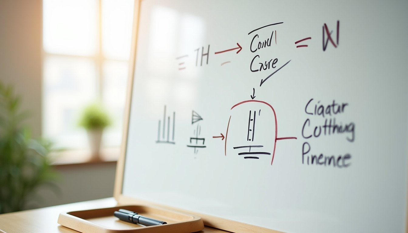 Explication claire de concepts financiers sur un tableau blanc