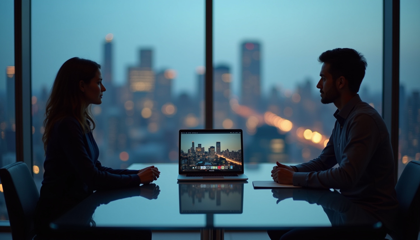 Illustration d'un échange professionnel entre un conseiller financier et un client en visioconférence